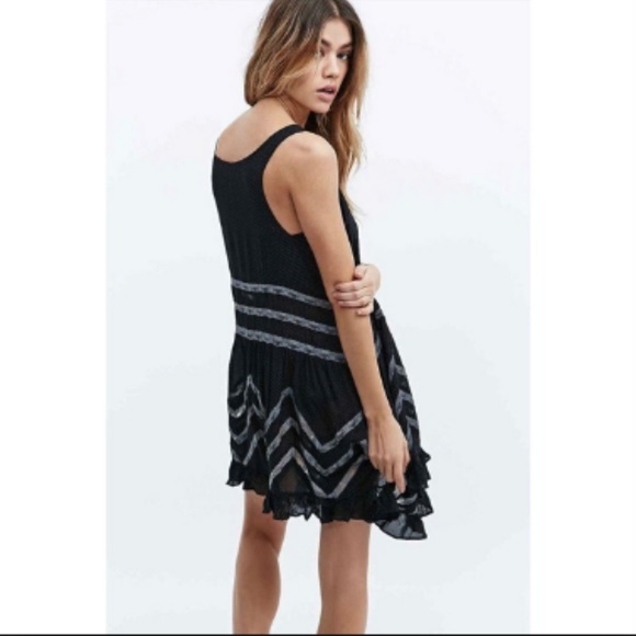 Free People Voile Trapeze Swing Dress Tunic Black - Picture 5 of 8